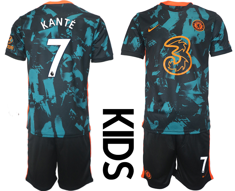 Youth 2021-2022 Club Chelsea FC away black #7 Soccer Jersey->youth soccer jersey->Youth Jersey
